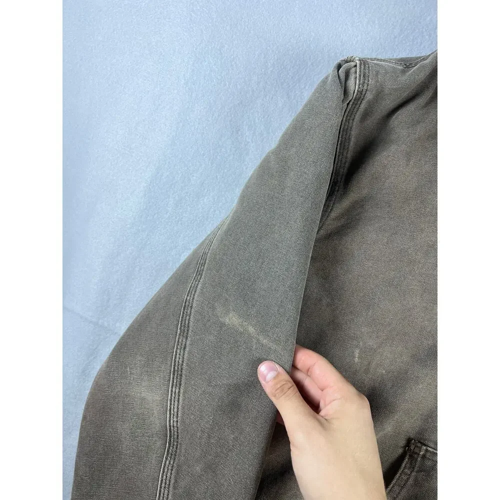 Vtg 90s Carhartt Active J06 Large Tall Regular Jacket Faded Hooded Brown Canvas